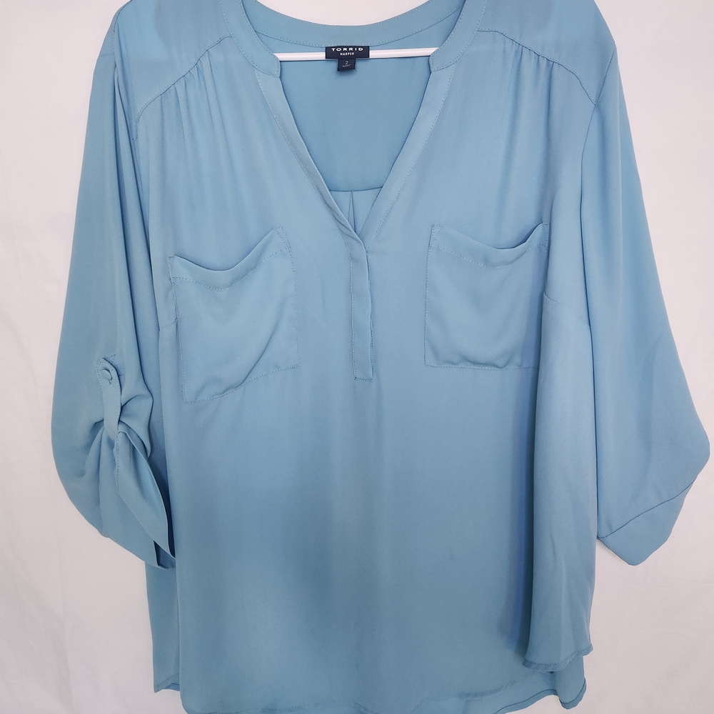 Torrid Sky Blue Blouse‎ with Pockets